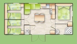 plattegrond mobile-home 6 personen